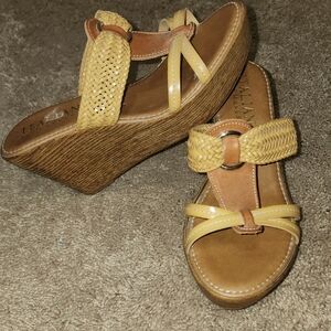 Italian Shoemakers Tan Wedge Sandals